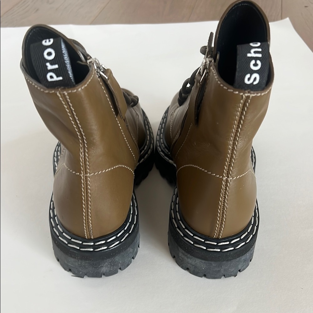 Proenza Schouler Brown Green Combat Boots with Chunky Sole size 9/39 - Picture 3 of 11